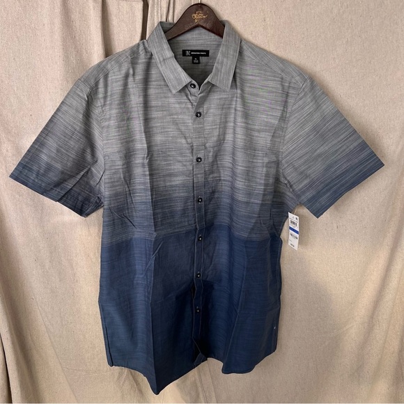 INC International Concepts Other - NWT INC International Concepts Gray/Blue Ombre Short Sleeve Button Up Size XL